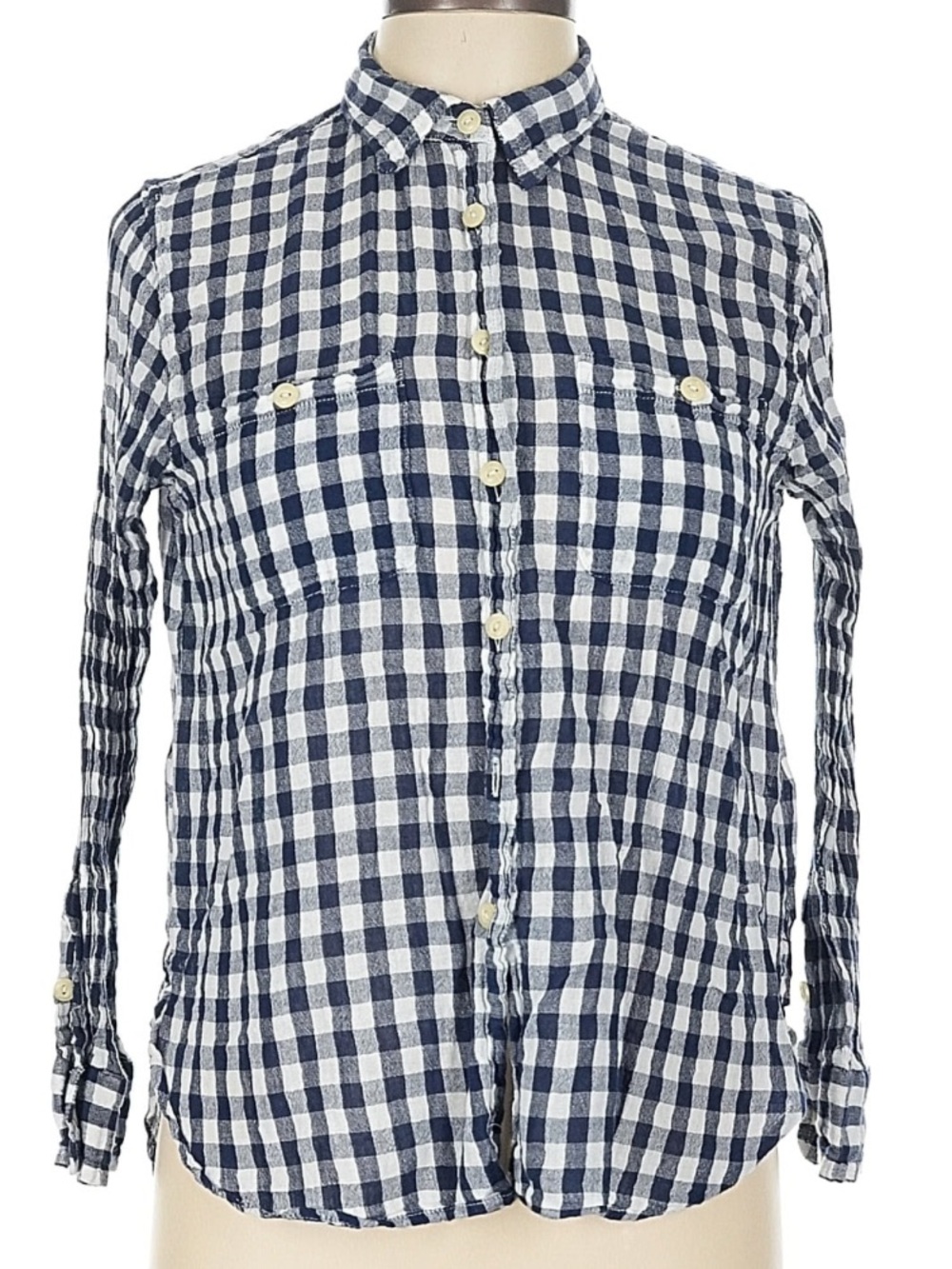 Denim & Supply Ralph Lauren Classic Navy and White Gingham Button-Up Shirt